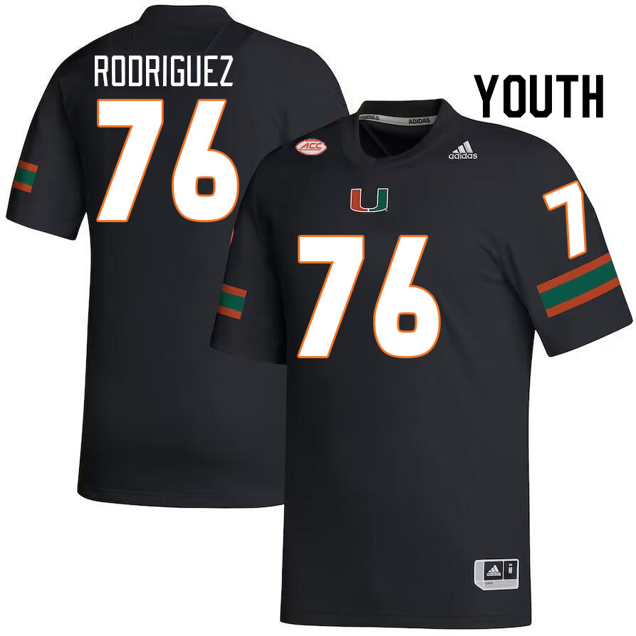 Youth #76 Ryan Rodriguez Miami Hurricanes College Football Jerseys Stitched-Black - Click Image to Close